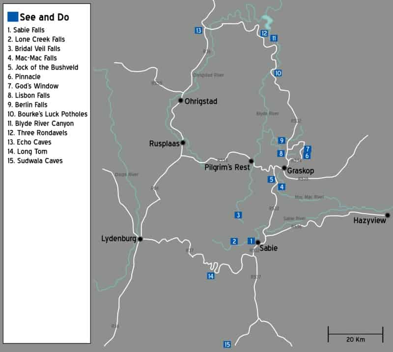 Panorama Loop Map Panorama Route Attractions | Kurt Safari